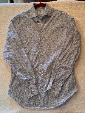 Emanuel Berg Men’s Modern Fit Dress Shirt Size Small (15) Long Sleeve White/blue